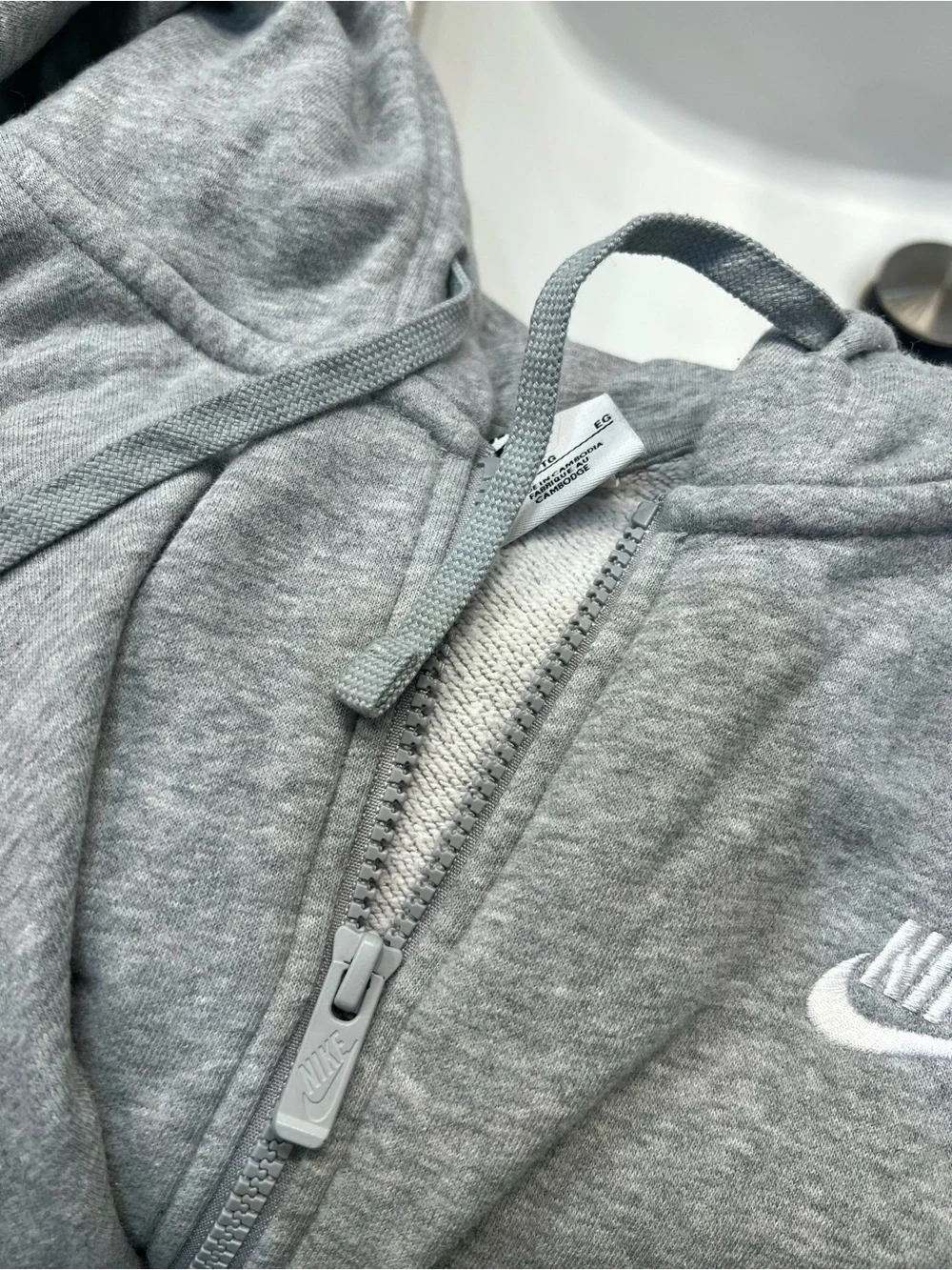 Nike Sportswear Women’s XL Gray Full-Zip Hoodie Sweatshirt Swoosh Logo 🩶